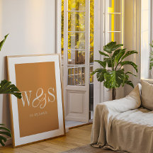 Mariage élégant couple initiales moutarde