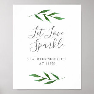 Poster Mariage Élégant, Feuille luxuriant, Laisser l'amou