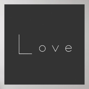 Poster Mariage élégant gris blanc amour