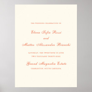 Poster Mariage Élégant Moderne Classique Terracotta