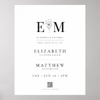 Mariage Elegant Moderne Foliage QR Code Bienvenue