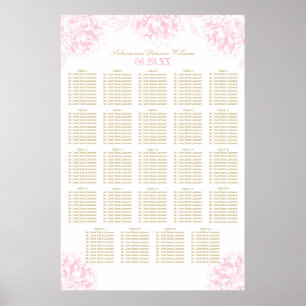 Poster Mariage élégant rose et or Floral Peony
