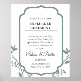 Poster Mariage élégant vert et blanc