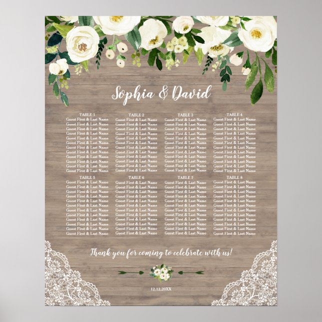 Poster Mariage en dentelle de dentelle blanche (Devant)