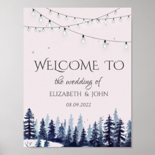 Poster Mariage en forêt, bois, pins