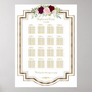 Poster Mariage en or marsala Floral