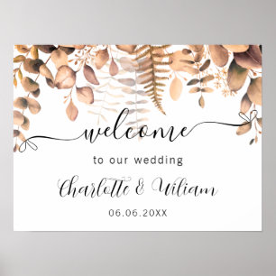 Poster Mariage eucalyptus abattu bienvenue