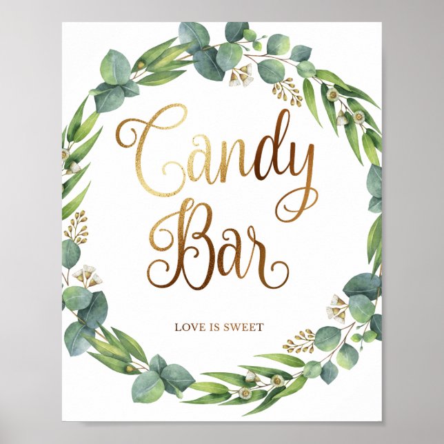 Poster Mariage Eucalyptus signe pour barre de bonbons (Devant)