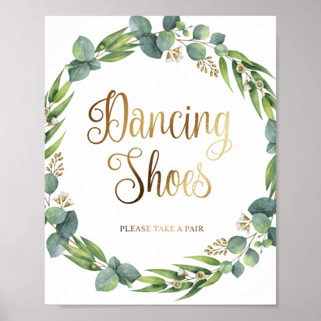 Poster Mariage Eucalyptus signe pour chaussures de danse (Devant)