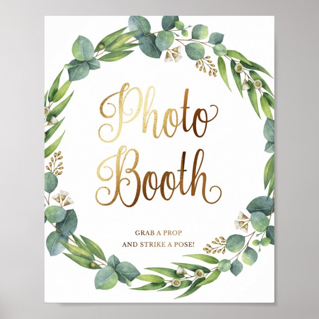 Poster Mariage Eucalyptus signe pour la cabine photo (Devant)