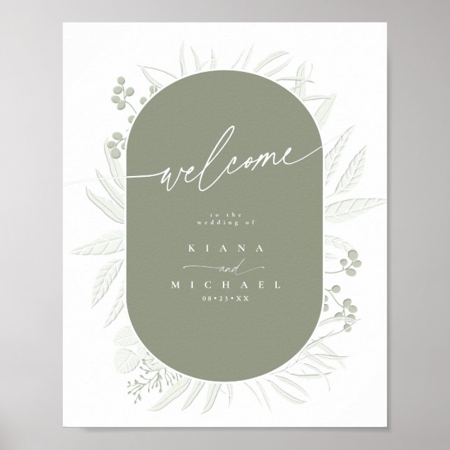 Poster Mariage Eucalyptus Wreath Bienvenue Grn ID901 (Devant)