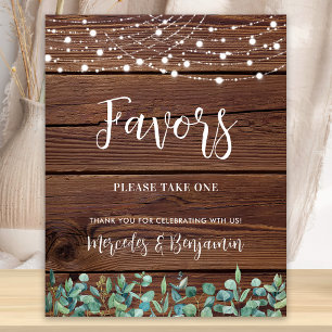 Poster Mariage Faveurs Bois Rustique Verdure Éclairage à