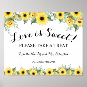 Poster Mariage Fête de Mariage Sunflowers Love is Sweet