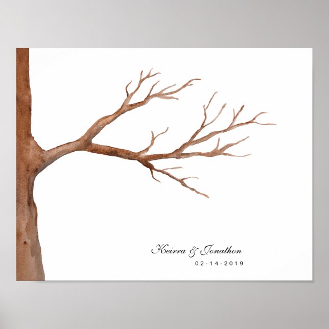 Poster Mariage Fingerprint Arbre Livre d'invité Alternati (Devant)