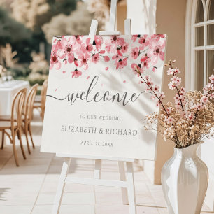 Poster Mariage Fleur de Cerisier Bienvenue Aquarelle
