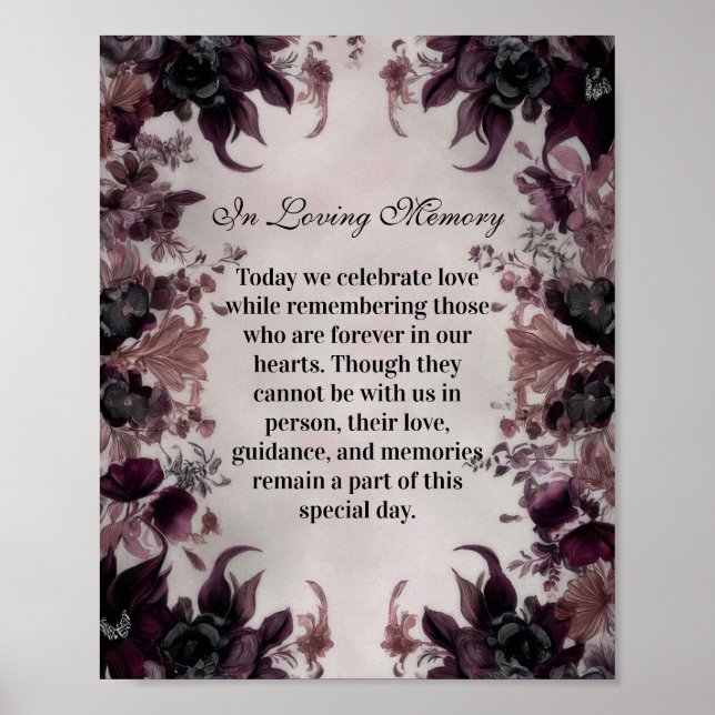 Poster Mariage Fleur Gothique Violette (Devant)