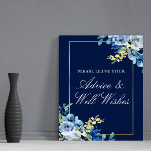 Poster Mariage floral bleu marine Conseils et bonnes volo