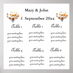 Poster Mariage floral "Coeurs de marguerite"
