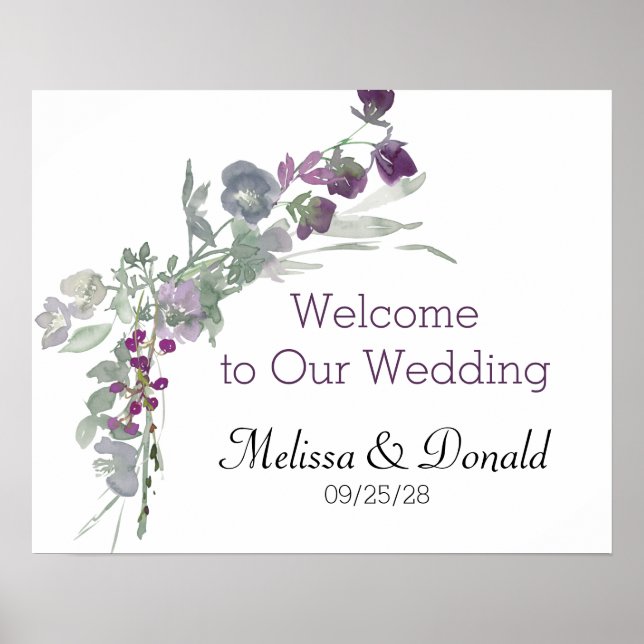 Poster Mariage floral de Fleurs sauvages d'aquarelle (Devant)