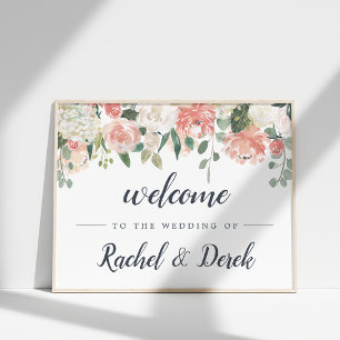 Poster Mariage Floral de mi-été Bienvenue
