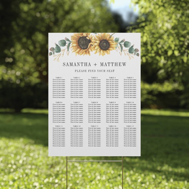 Poster Mariage floral de tournesol Eucalyptus (Sunflower Eucalyptus Wedding Seating Chart)