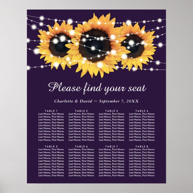 Poster Mariage floral de tournesol violet Graphique 8 (Devant)