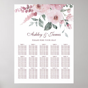 Poster Mariage Floral Dusty Rose Rose