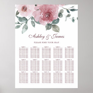 Poster Mariage Floral Dusty Rose Rose