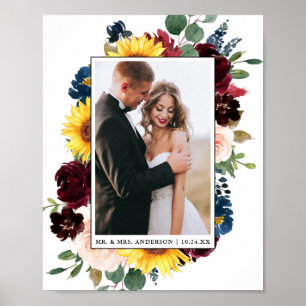 Poster Mariage Floral Élégant Aquarelle