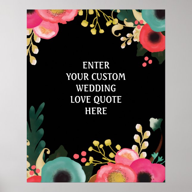 Poster Mariage Floral moderne sur mesure (Devant)