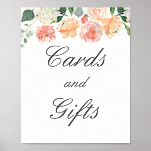 Poster Mariage Floral Peach Cartes Et Cadeaux