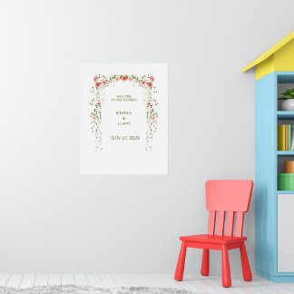Poster Mariage Floral Rose Pâle Arch Rustique Vintage
