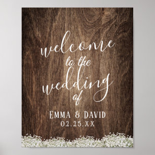 Poster Mariage floral Rustic Baby's Breath Welcome