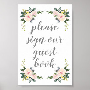 Poster Mariage Flore Ressort Blush Signer Notre Livre D'I