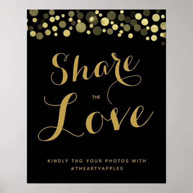 Poster Mariage Gold & Black sur les médias sociaux (Devant)
