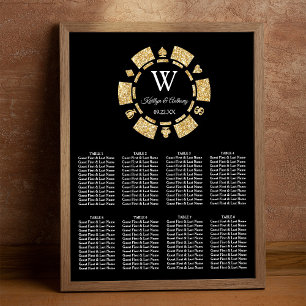 Poster Mariage Gold Parties scintillant Poker Chip Casino