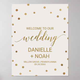 Poster Mariage Gold Pois Bienvenue