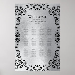 Poster Mariage gothique argenté et noir