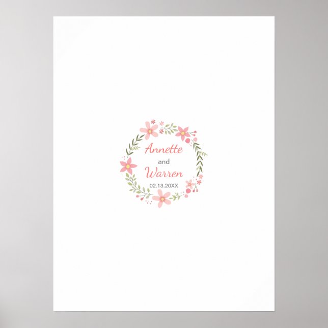 Poster Mariage Guestbook Signature Board - Flower Wreath (Devant)