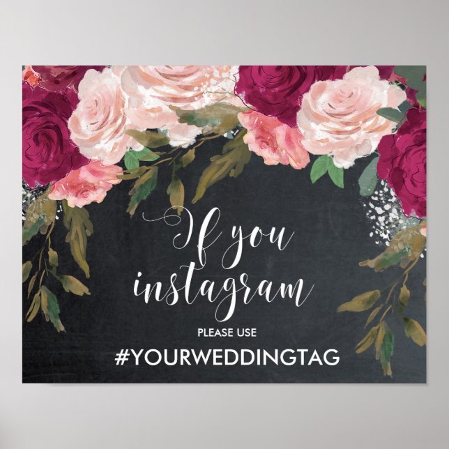Poster mariage hashtag signe instagram (Devant)