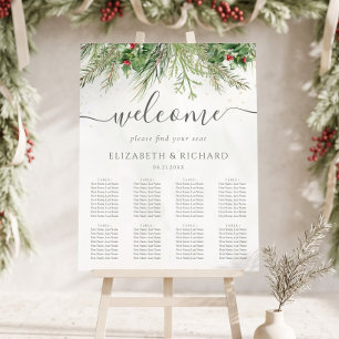 Poster Mariage hivernal rustique avec baies et cône de pi