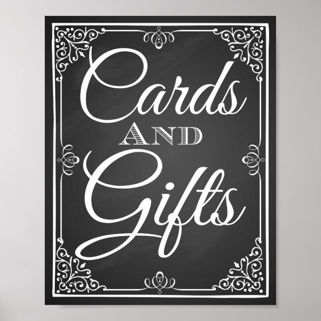 Poster Mariage imprimer "Panneau de la carte et du cadeau (Devant)