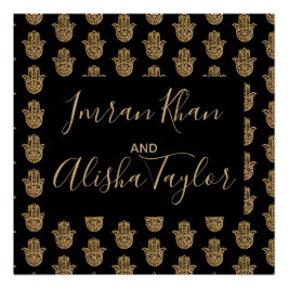 Poster Mariage indien Enregistrer la date Gold hamsa Henn