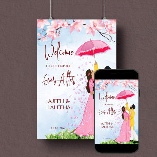 Poster Mariage indien signe de bienvenue couple avec para