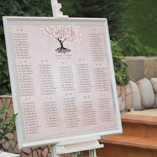 Poster Mariage Inséparable simple Pink Heart Leaf Tree (Créateur téléchargé)