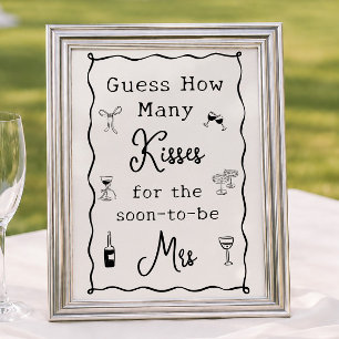 Poster Mariage Italien Noir Devinez Combien de Baisers