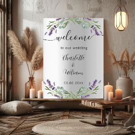 Poster Mariage lavande argent eucalyptus bienvenue