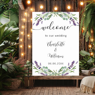 Poster Mariage lavande eucalyptus verdure bienvenue