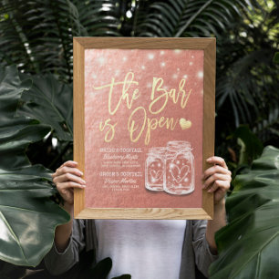 Poster Mariage Le Bar est ouvert Menu Boissons Pots en Te
