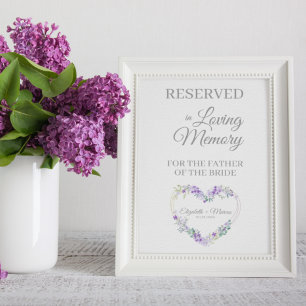 Poster Mariage Love Mémoire Réservé Siège Floral Coeur